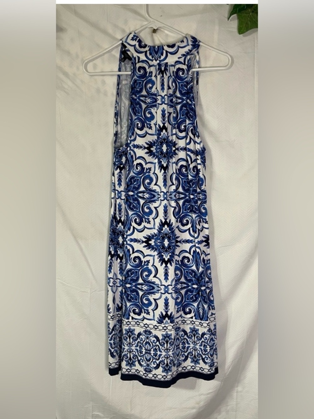 Talbots Blue and White sleeveless open back Dress. 12P.             A12